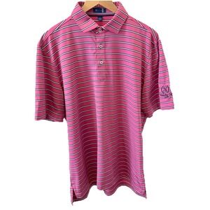 Stitch Golf Polo Shirt Mens Large Pink Striped Performance Malarkey Cup